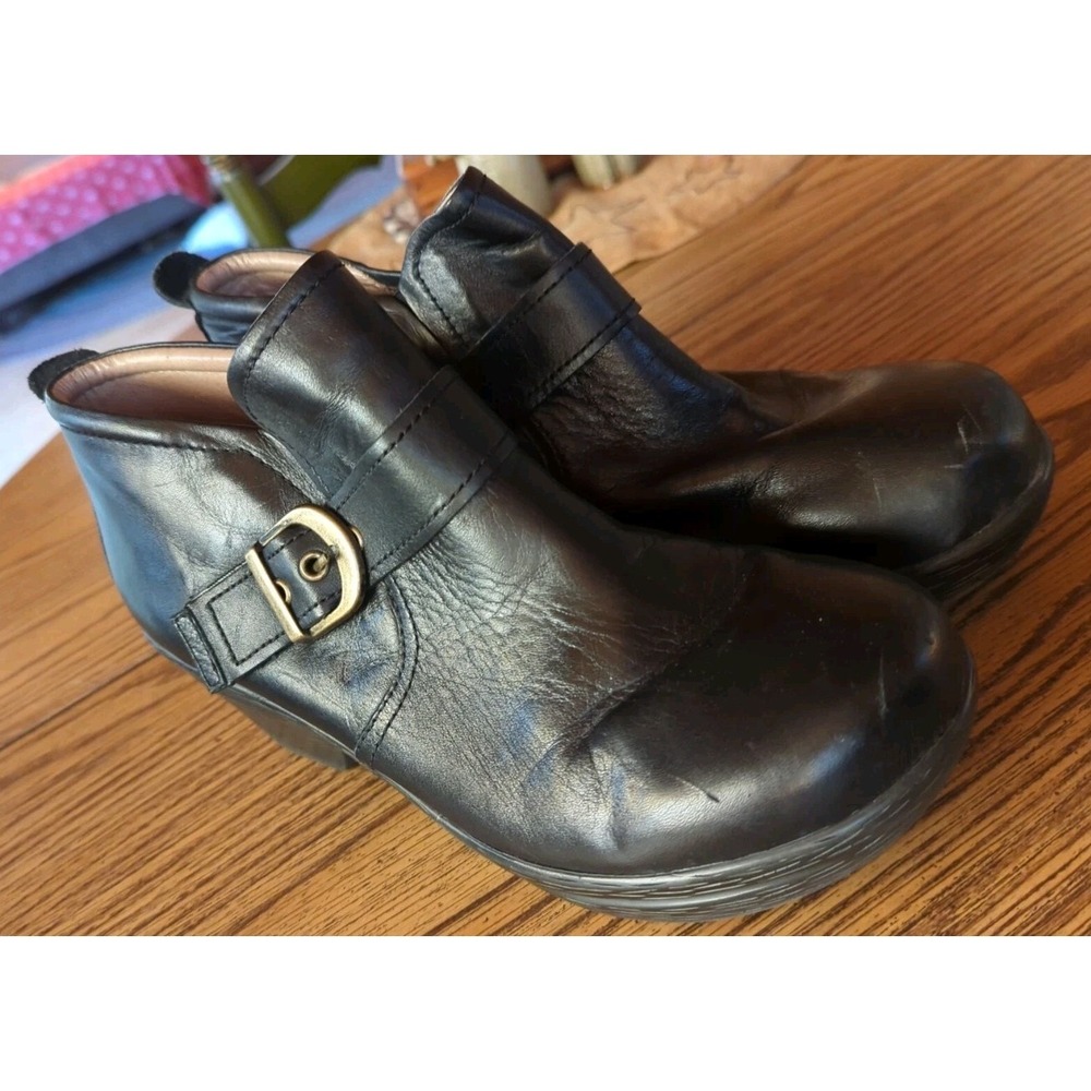 SANITA WOMENS‎ BLACK LEATHER ANKLE BOOTS Size 40 US 9